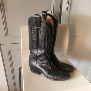 Cowtown Black Leather Cowboy Boots